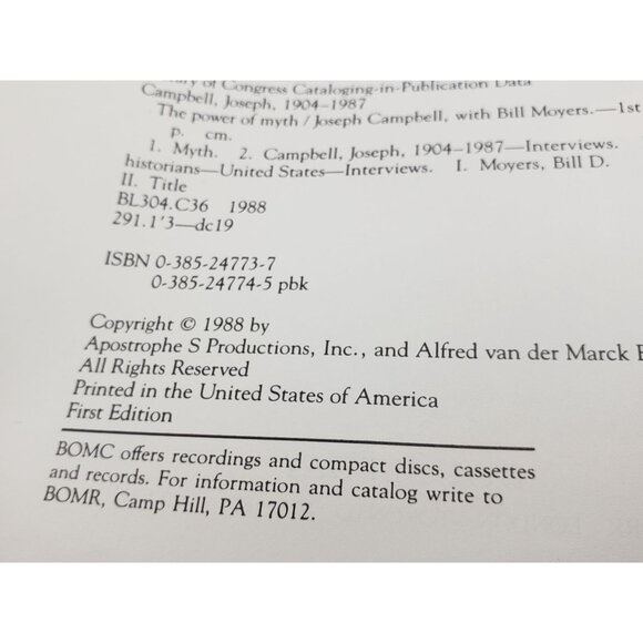 Joseph Campbell The Power Of Myth First Edition Hardcover With Bill Moyers - Picture 4 of 13